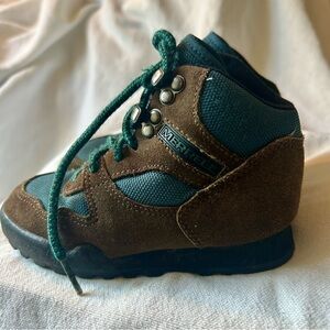 Vintage Merrell REI Kids 10 Green / Teal Brown Lace Up Hiking Boot Outdoor Shoes